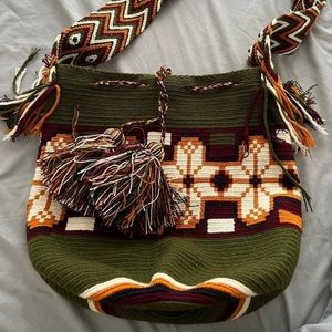WAYUU TRIBAL SHOULDER BAG | Green yellow white + free gift